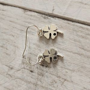 Authentic Sterling 925 Silver posts  Four leaf Clover  Dangle